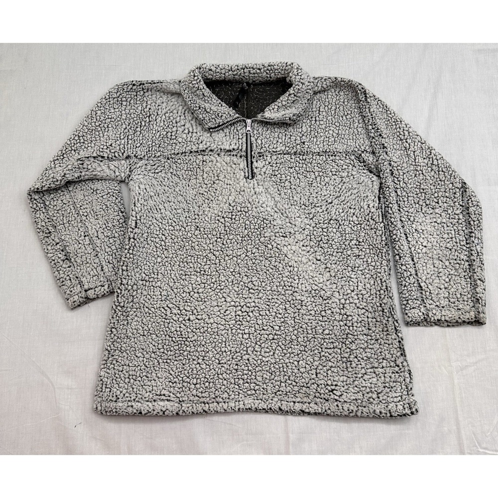 Cool Attitude, Unisex Size Large White/Gray Fleece Long Sleeve Pull Over Quarter
